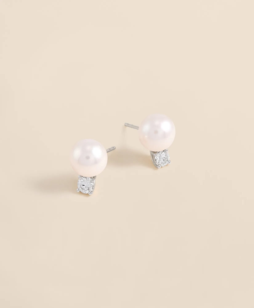 Women 14k White Gold Pearl Stud Earrings - Brooks Brothers sale