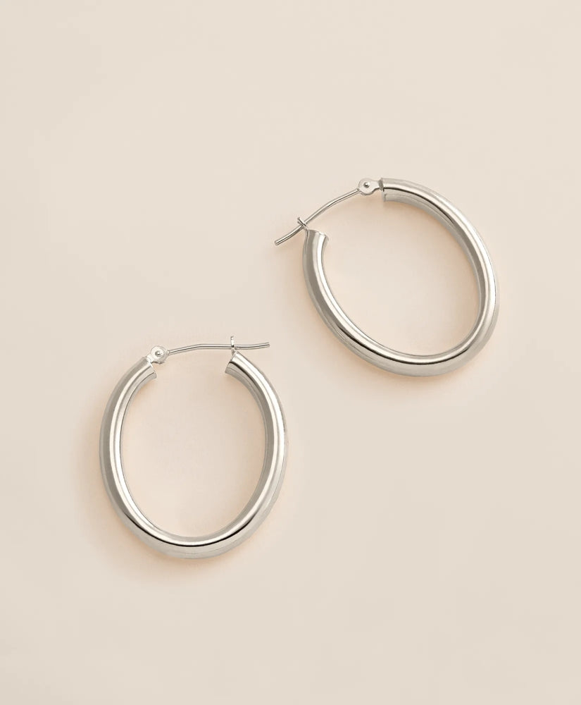 Women 14k White Gold Small Hoop Earrings - Brooks Brothers On sale