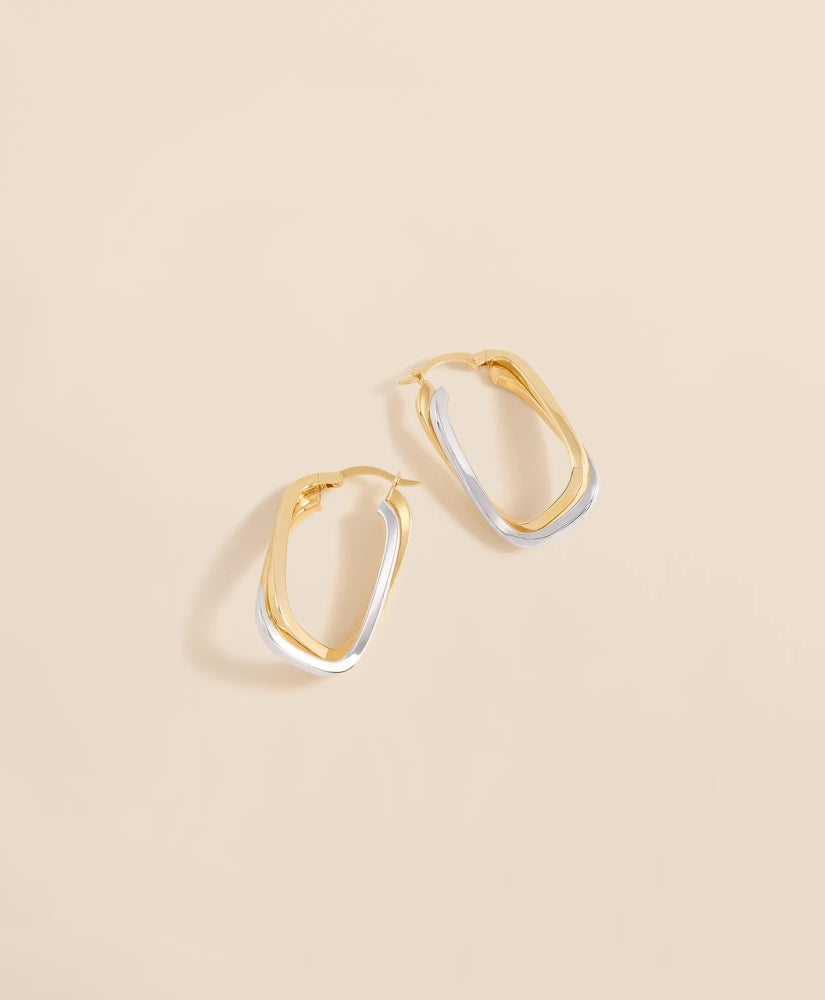 Women 14k Yellow-White Gold Hoop Earrings - Brooks Brothers Near me