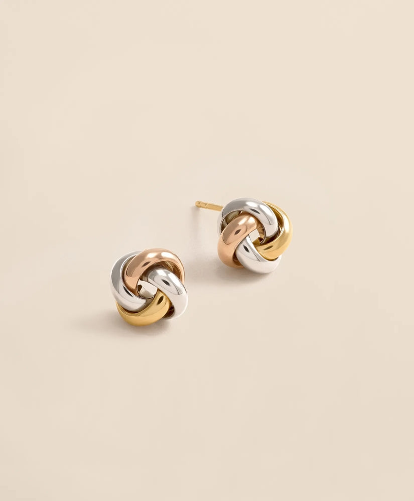 Women 14k Yellow-White-Rose Gold Knot Stud Earrings - Brooks Brothers US