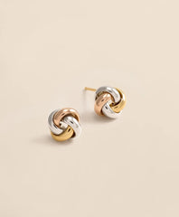 Women 14k Yellow-White-Rose Gold Knot Stud Earrings - Brooks Brothers US