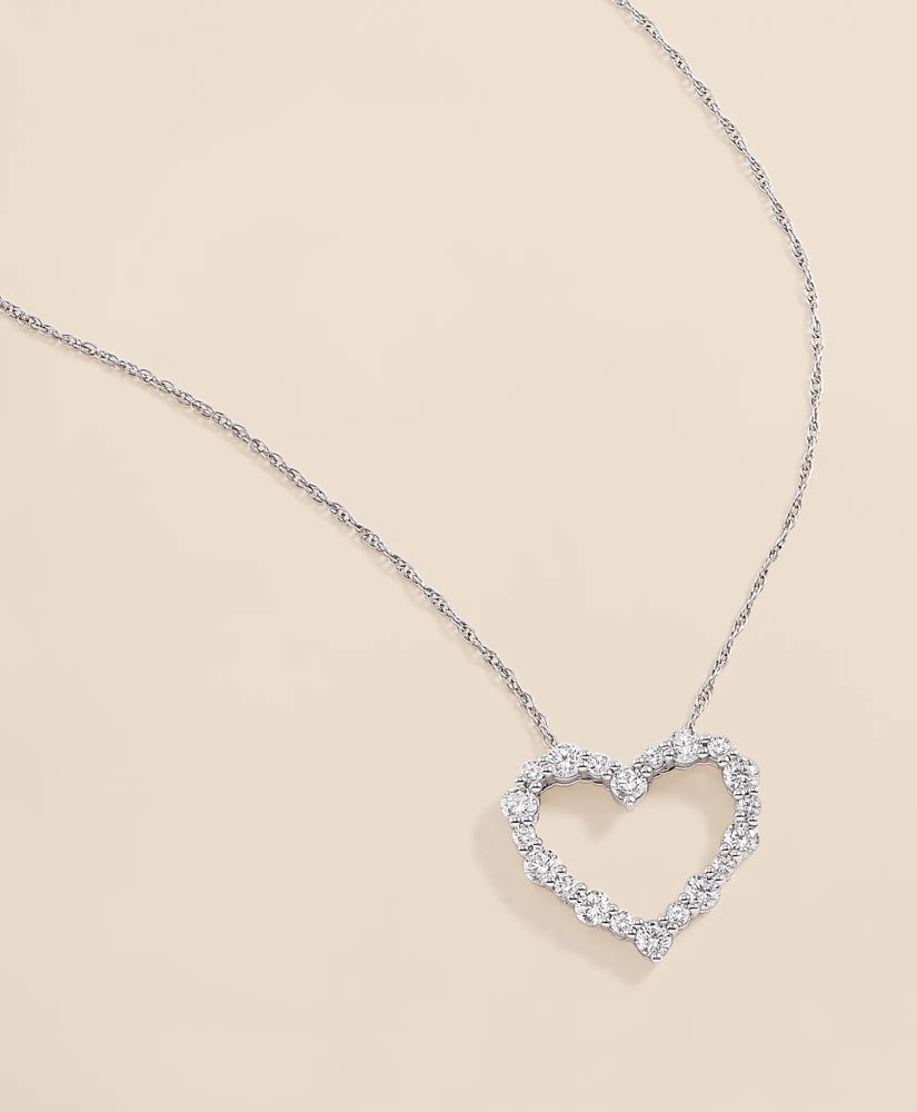 Women 1 CT. Lab-Grown Diamond 14k White Gold Heart Pendant Necklace - Brooks Brothers sale