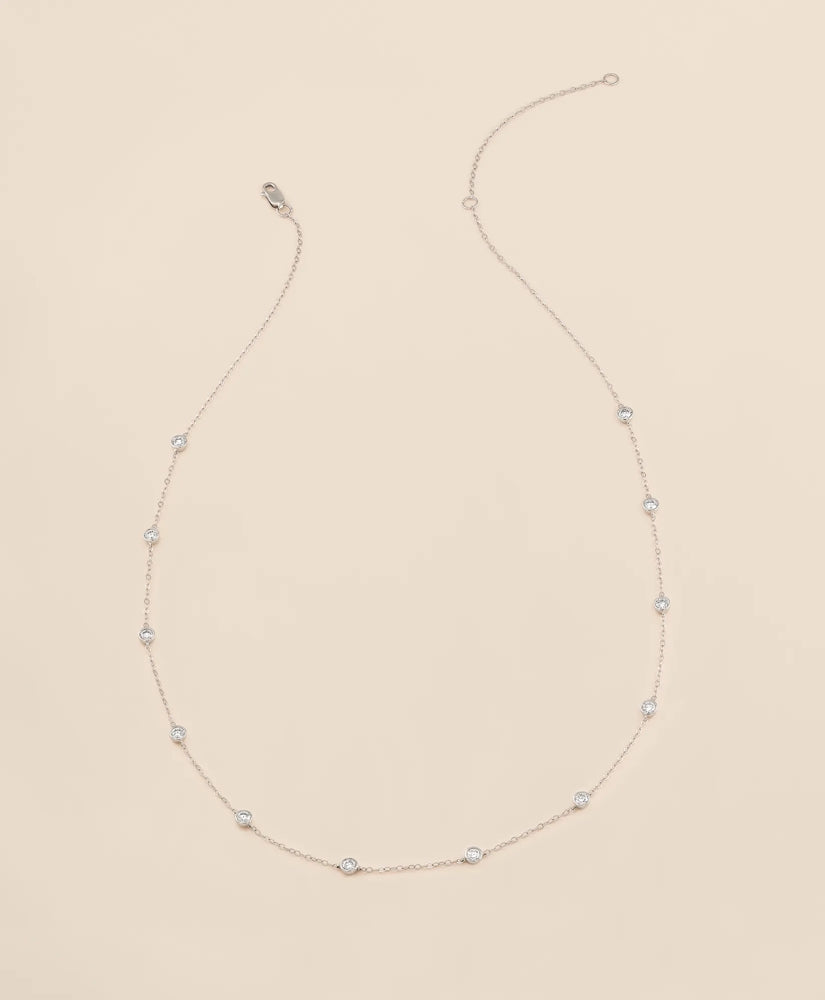 Women 1 CT. Lab-Grown Diamond 14k White Gold Station Necklace - Brooks Brothers sale
