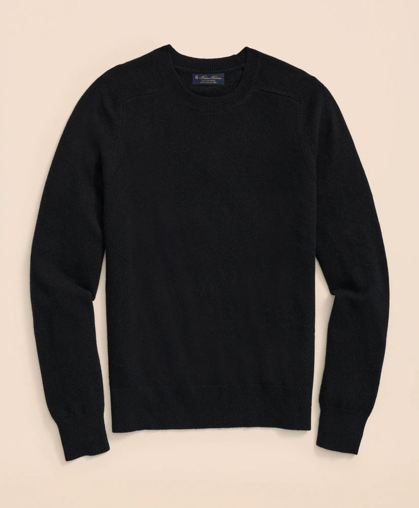 Men 3-Ply Cashmere Crewneck Saddle Shoulder Sweater - Brooks Brothers Outlet