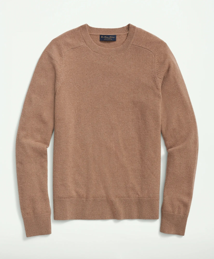 Men 3-Ply Cashmere Crewneck Saddle Shoulder Sweater - Brooks Brothers Outlet