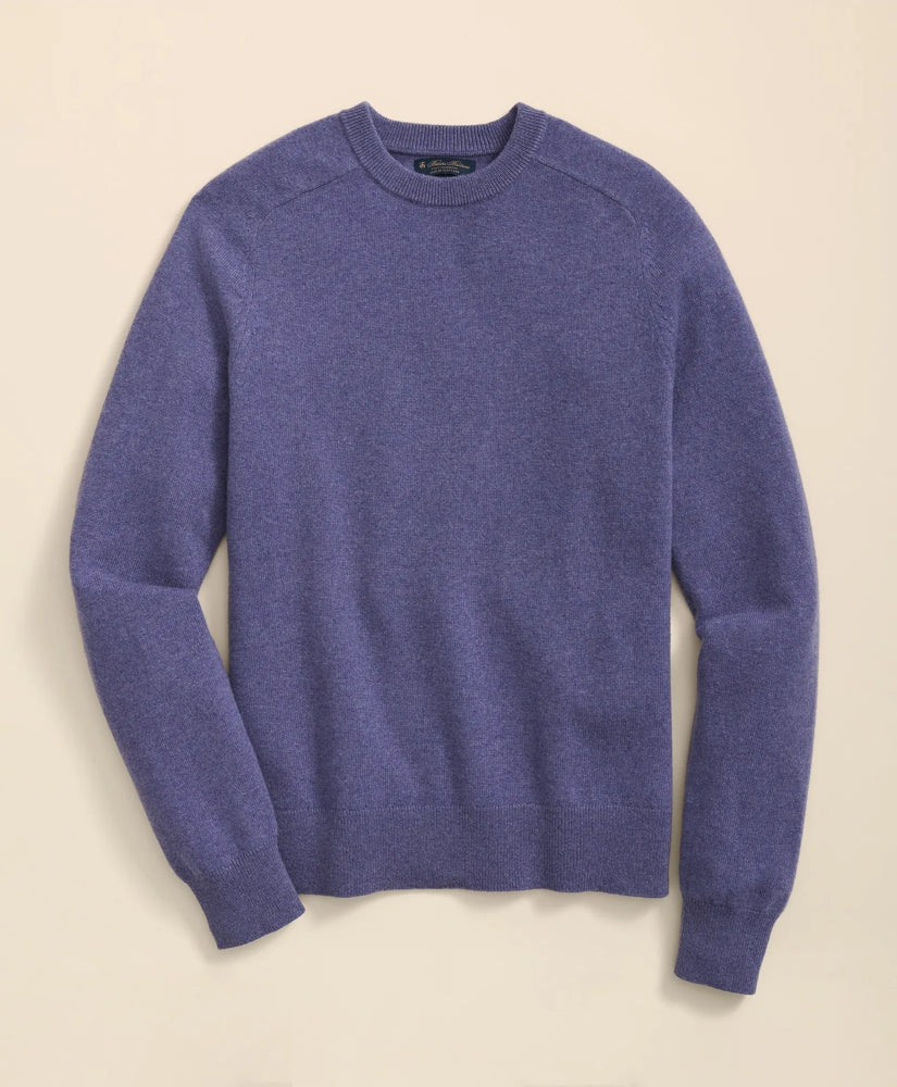 Men 3-Ply Cashmere Crewneck Saddle Shoulder Sweater - Brooks Brothers Outlet