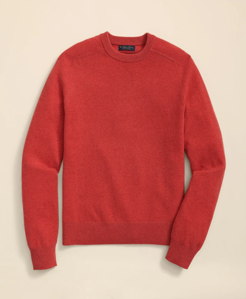 Men 3-Ply Cashmere Crewneck Saddle Shoulder Sweater - Brooks Brothers Outlet