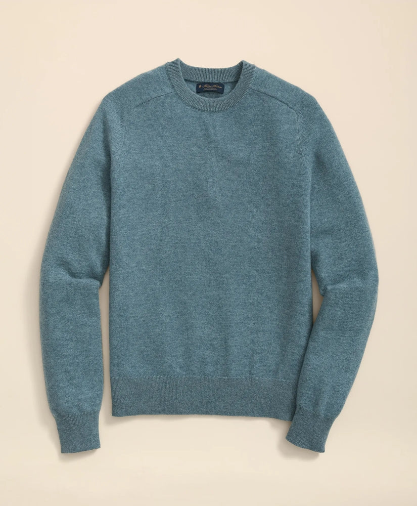 Men 3-Ply Cashmere Crewneck Saddle Shoulder Sweater - Brooks Brothers Outlet