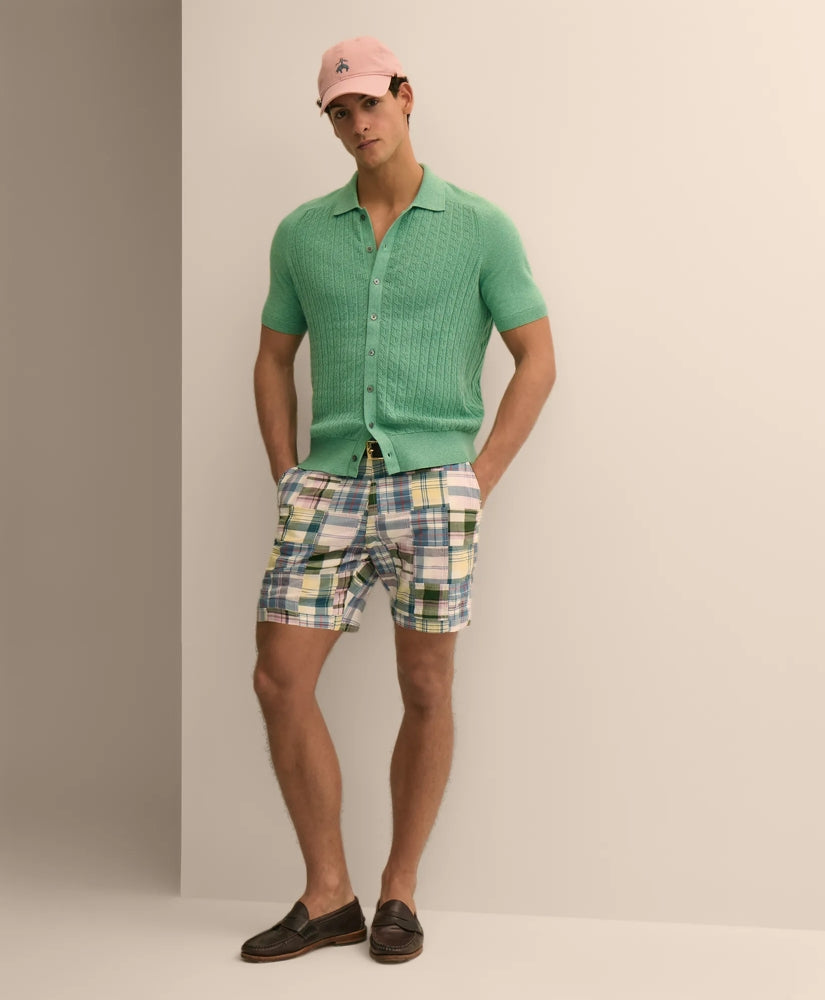 Men 7" Cotton Patchwork Madras Shorts - Brooks Brothers US