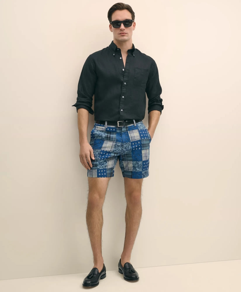 Sale 7" Cotton Patchwork Madras Shorts - Brooks Brothers Gift