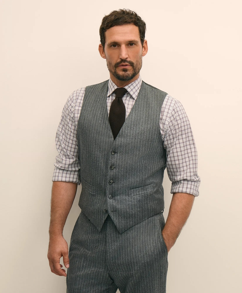 Sale Archive Pinstripe Vest in Wool Flannel - Brooks Brothers On sale