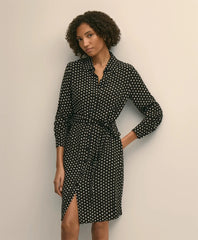 Women Belted Dot-Print Shirt Dress - Brooks Brothers Outlet