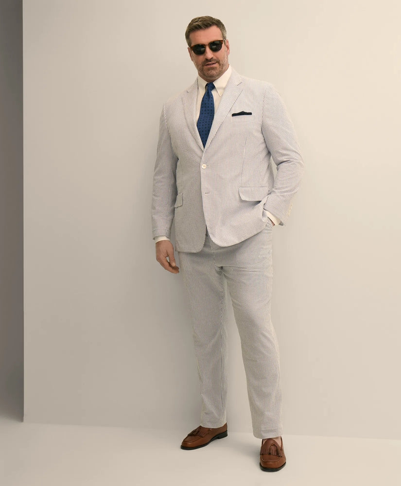 Men Big & Tall Cotton Seersucker Pants - Brooks Brothers Outlet