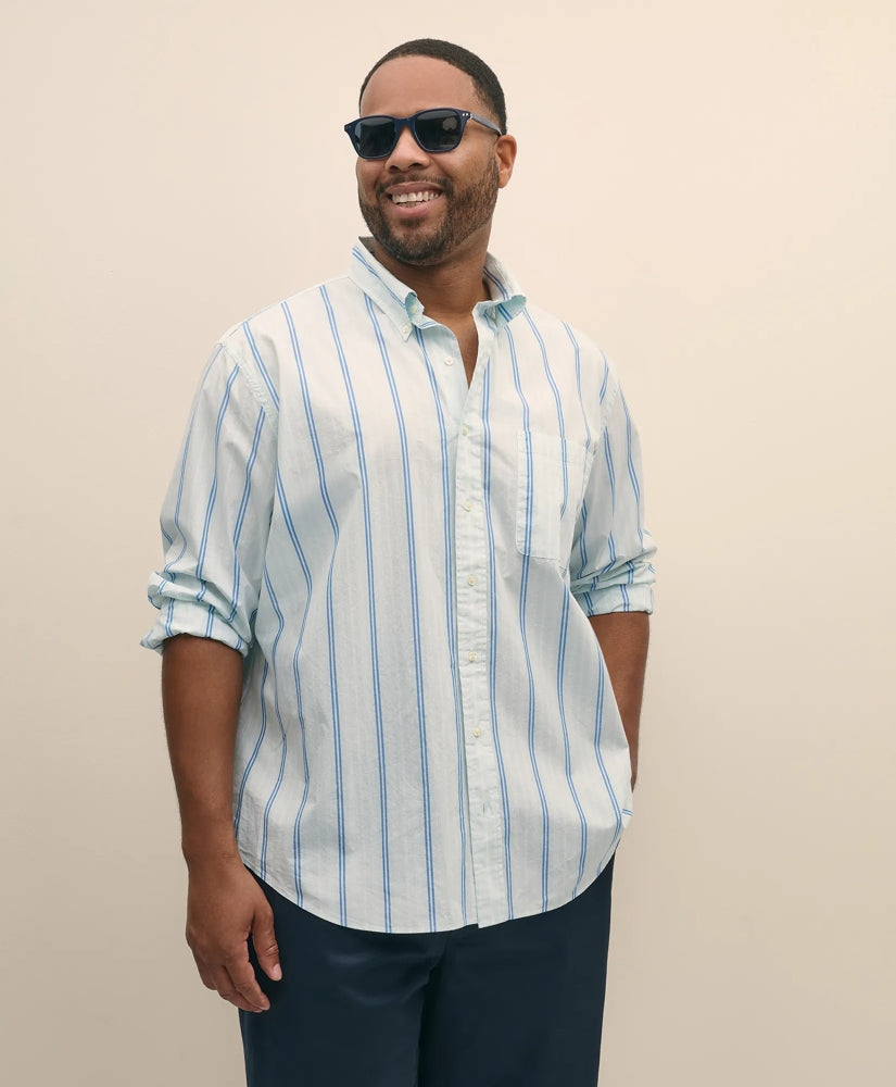 Sale Big & Tall Friday Shirt, Poplin Striped - Brooks Brothers On sale