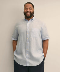 Shirts Big & Tall Sport Shirt,  Short-Sleeve Irish Linen - Brooks Brothers Outlet