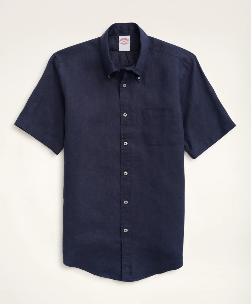 Shirts Big & Tall Sport Shirt,  Short-Sleeve Irish Linen - Brooks Brothers Outlet
