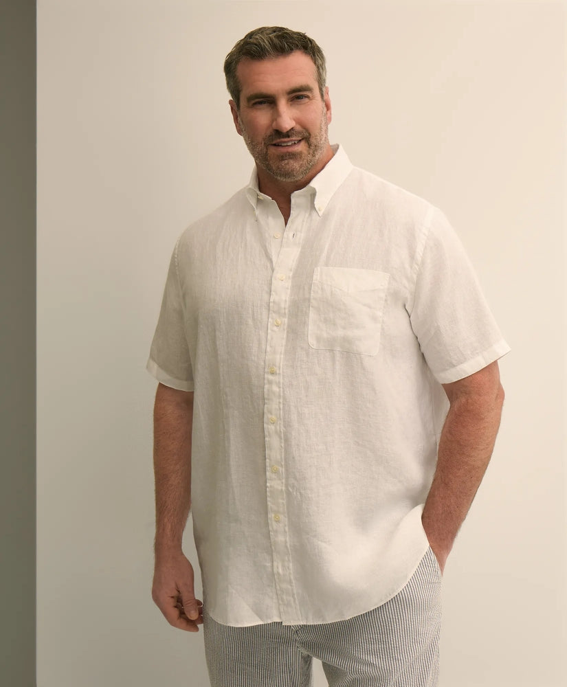 Shirts Big & Tall Sport Shirt,  Short-Sleeve Irish Linen - Brooks Brothers Outlet