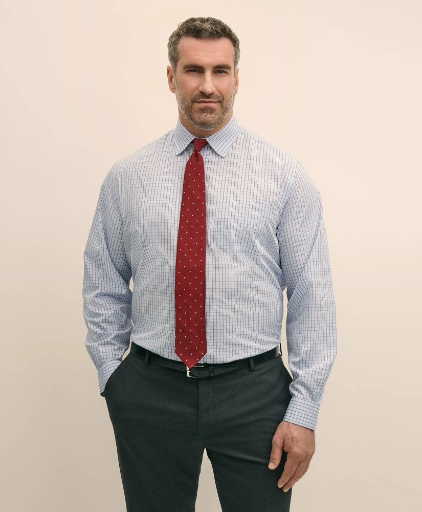 Sale Big & Tall Stretch Cotton Broadcloth Non-Iron Ainsley Collar Glen Plaid, Dress Shirt - Brooks Brothers Outlet