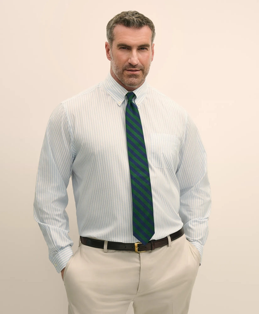 Sale Big & Tall Stretch Cotton Broadcloth Non-Iron Polo Button Down Collar, Dress Shirt