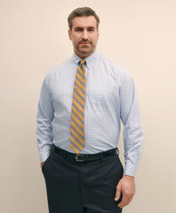 Sale Big & Tall Stretch Cotton Non-Iron Pinpoint Polo Button Down Collar, Tattersall Dress Shirt - Brooks Brothers Near me