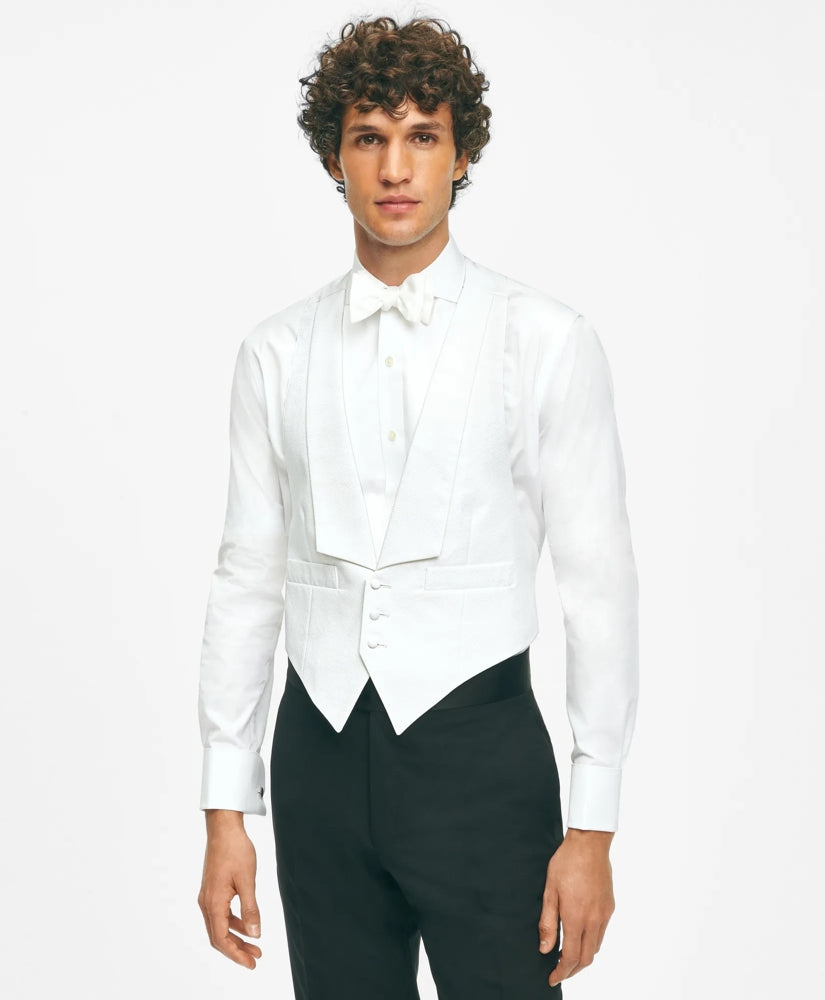 Men Black Fleece Formal Vest in Cotton Pique
