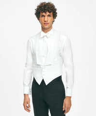 Men Black Fleece Formal Vest in Cotton Pique