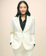 Women Black Fleece Peak Lapel Dinner Jacket in Merino Wool-Silk Faille - Brooks Brothers Near me