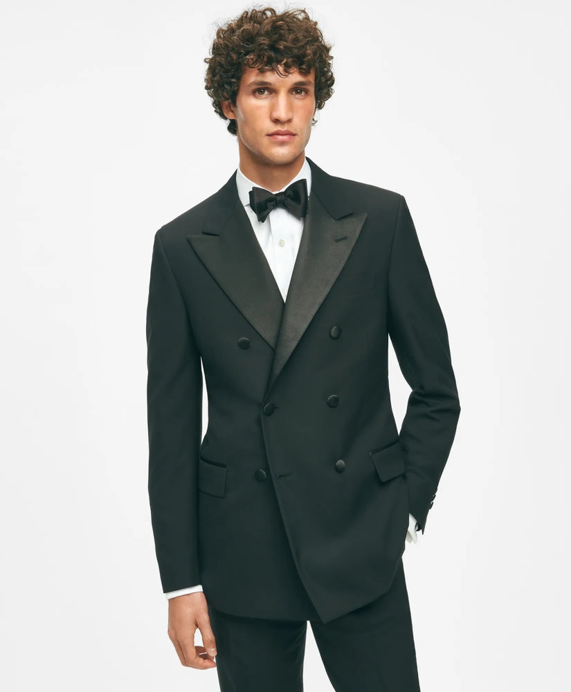 Tailored Black Fleece Peak Lapel Tuxedo in Wool-Silk - Brooks Brothers Gift