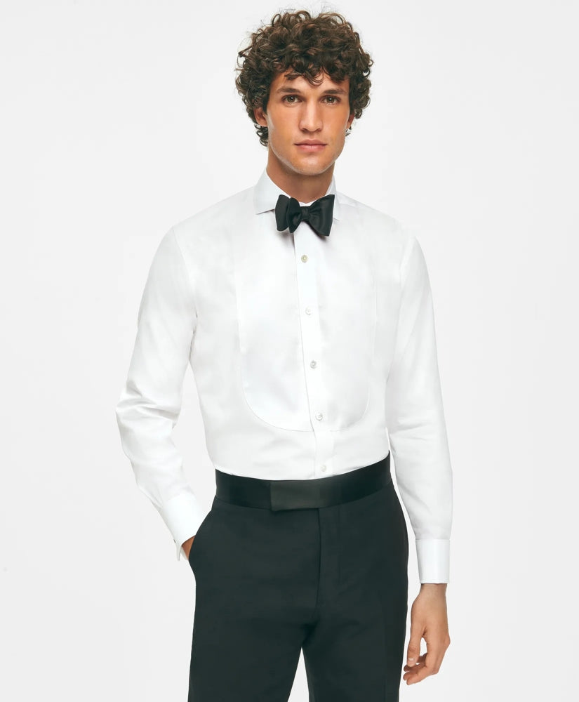 Tailored Black Fleece Pique Bib Londoner Collar Tuxedo Shirt in Sea Island Cotton - Brooks Brothers Discount