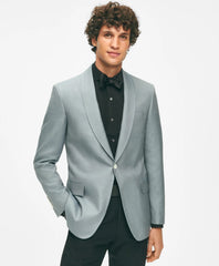 Tailored Black Fleece Shawl Collar Dinner Jacket in Silk Hopsack - Brooks Brothers US