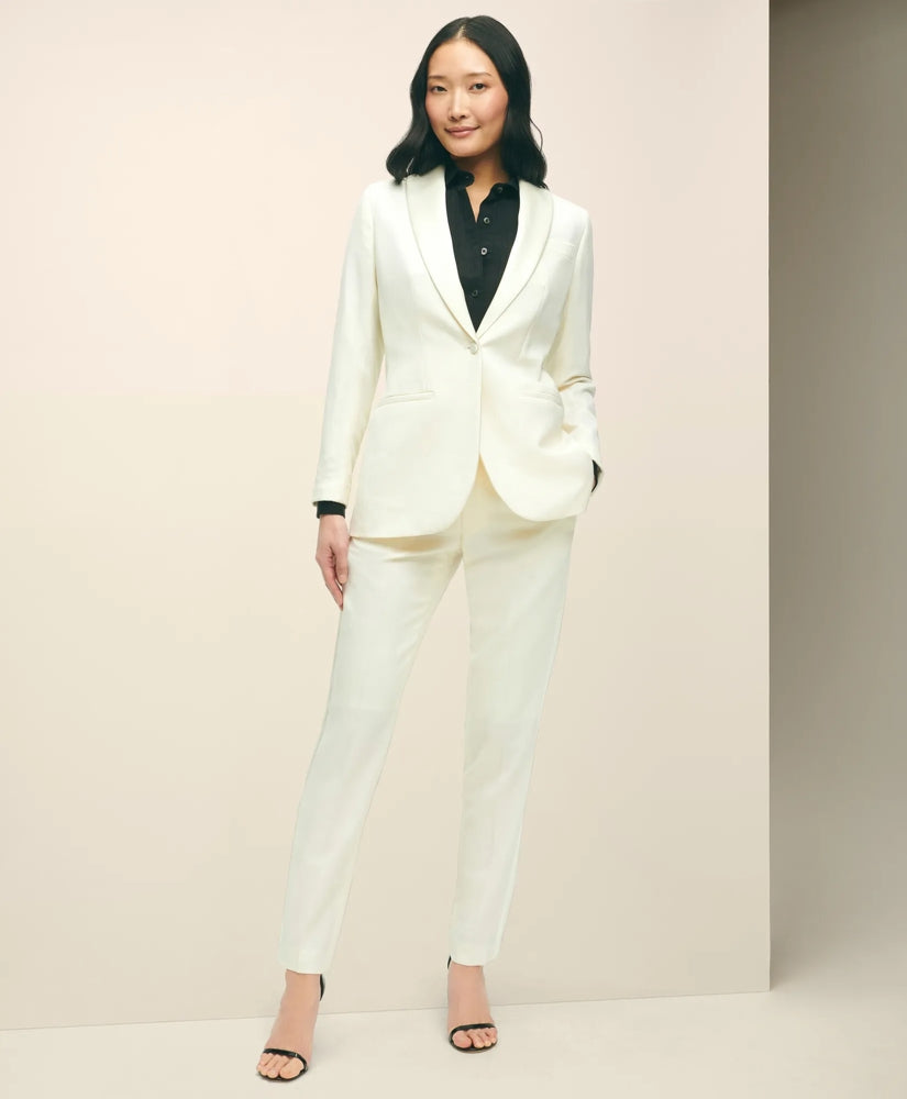 Women Black Fleece Tuxedo Pants in Wool - Brooks Brothers