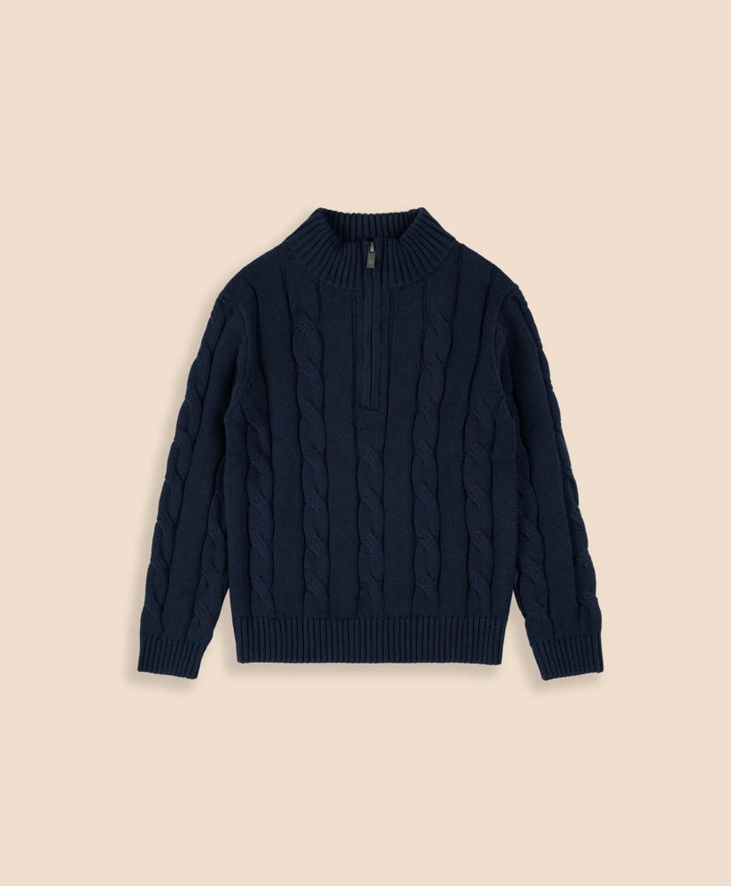 Boys Boys Cotton Cable Knit Quarter-Zip Sweater - Brooks Brothers On sale