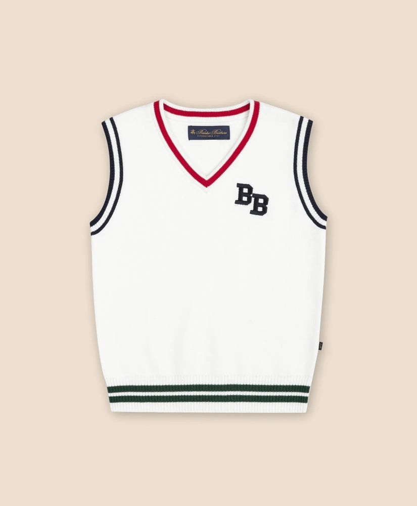 Boys Boys Cotton Jacquard Varsity Sweater Vest - Brooks Brothers For sale
