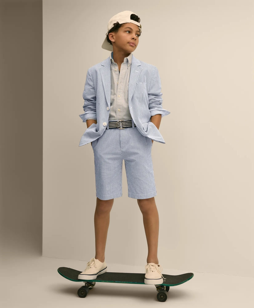 Boys Boys Junior Stretch Cotton Seersucker Suit Jacket - Brooks Brothers