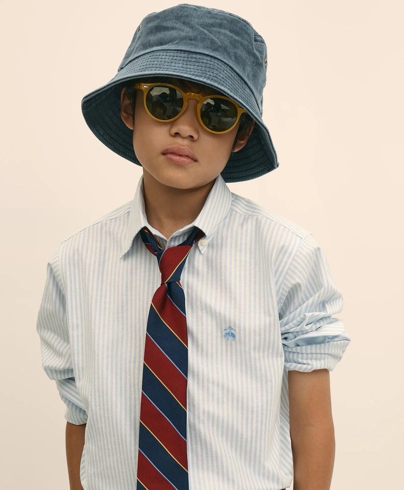 Boys Boys Non-Iron Stretch Cotton Striped Oxford Sport Shirt - Brooks Brothers Outlet