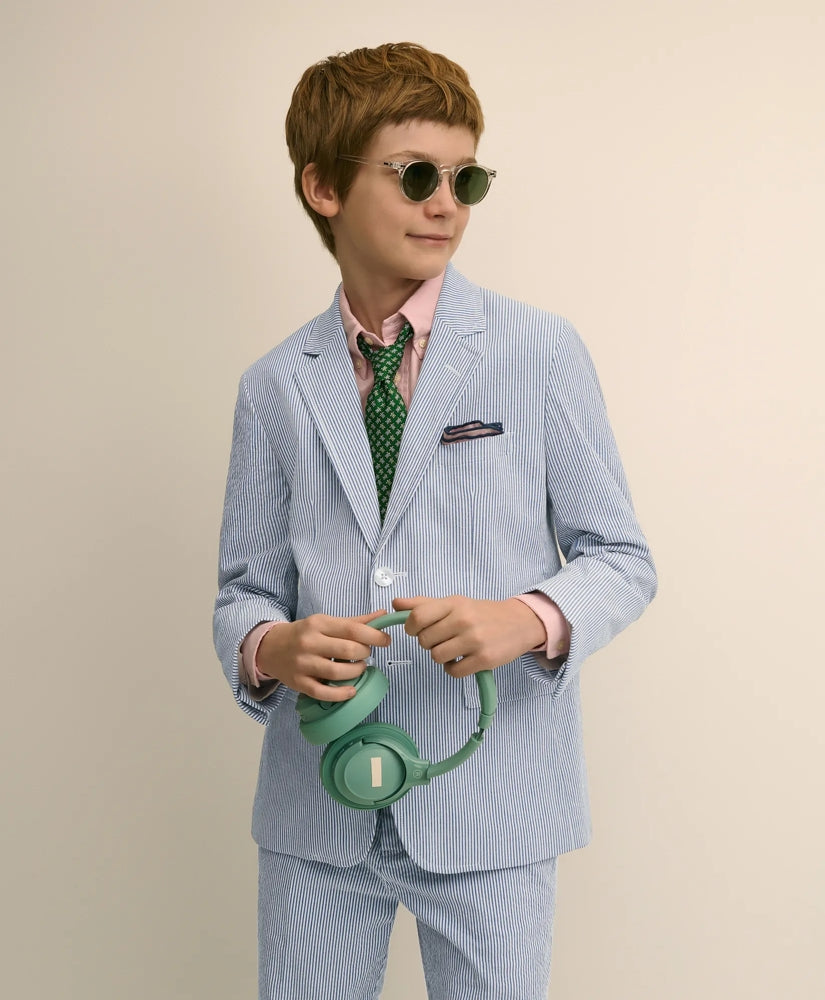 Boys Boys Prep Stretch Cotton Seersucker Suit Jacket - Brooks Brothers US