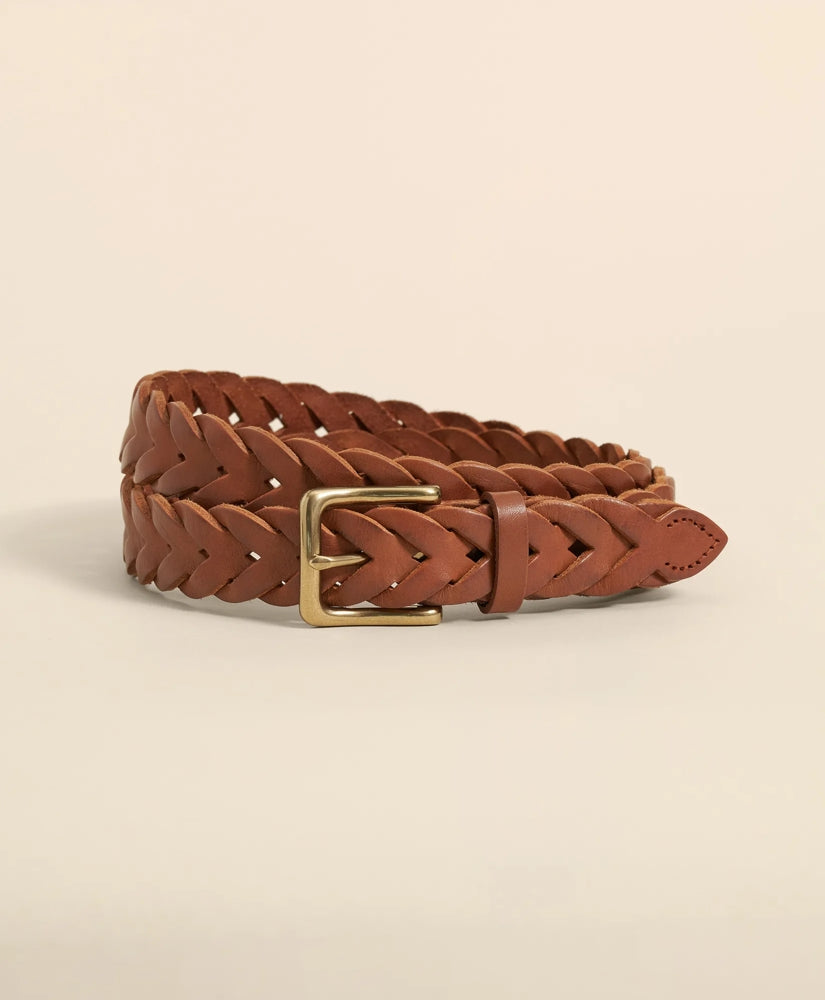 Men Braided Leather Belt - Brooks Brothers For sale