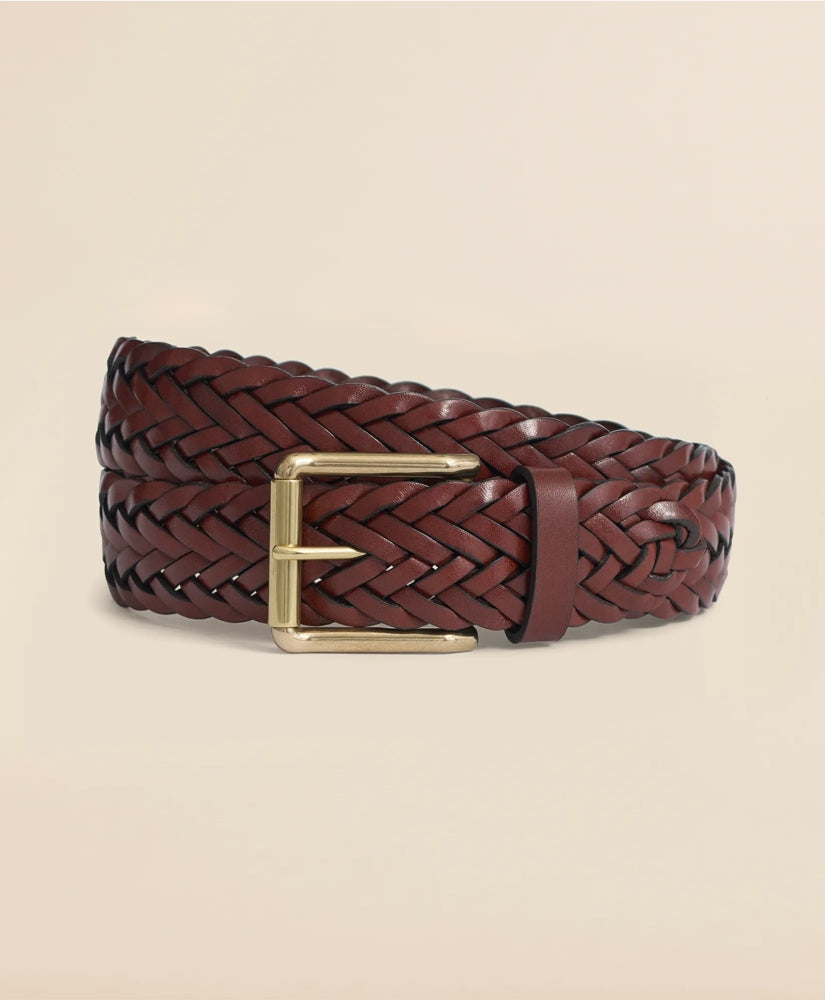 Men Braided Leather Belt - Brooks Brothers US