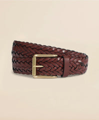 Men Braided Leather Belt - Brooks Brothers US