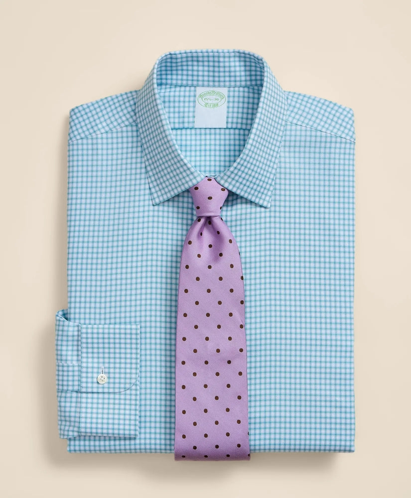 Men Brooks Brothers Explorer Collection Non-Iron Twill Ainsley Collar, Mini-Check Dress Shirt - Brooks Brothers Near me