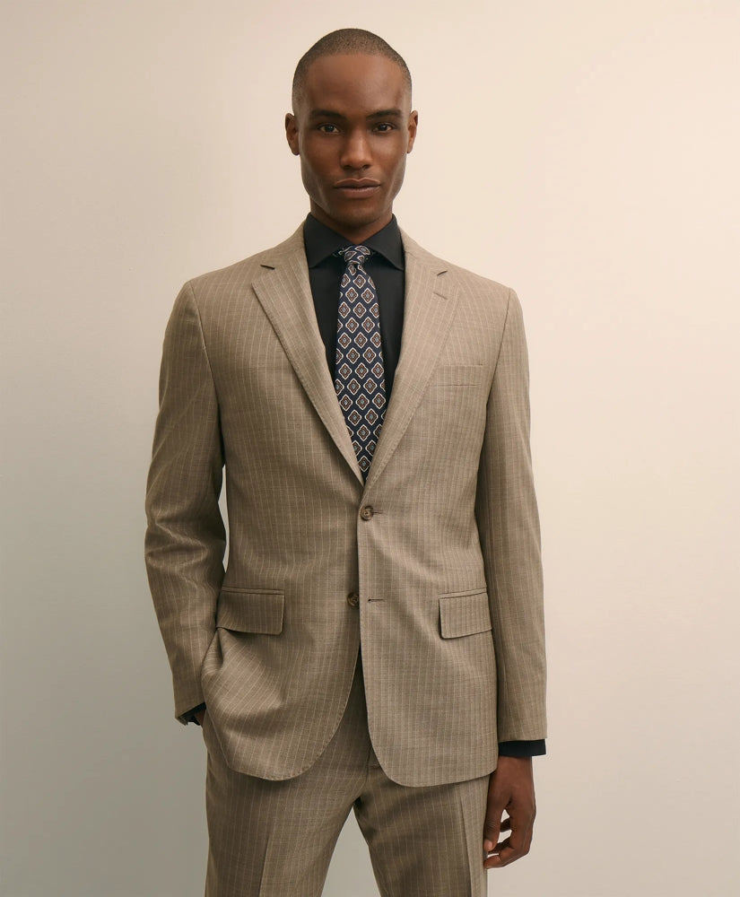 Tailored Brooks Brothers Explorer Collection Slim Fit Wool Stripe Suit Jacket - Brooks Brothers For sale