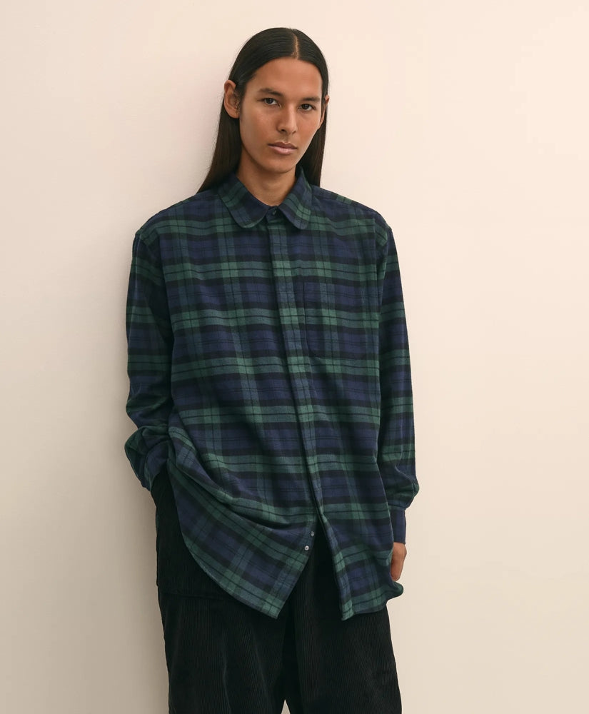 Tailored Brooks Brothers X Engineered Garments Cotton Flannel Round Pinhole Collar Oversized, Tartan Dress Shirt - Brooks Brothers sale