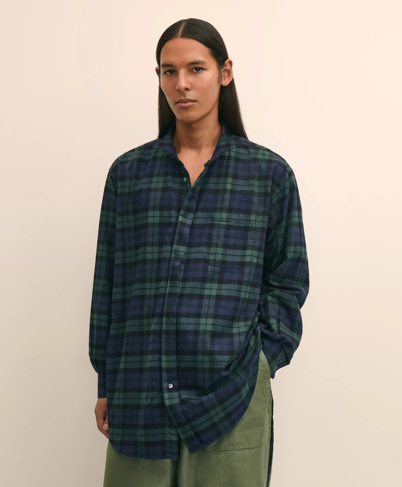Tailored Brooks Brothers X Engineered Garments Cotton Flannel Wing Collar Oversized, Tartan Dress Shirt - Brooks Brothers On sale