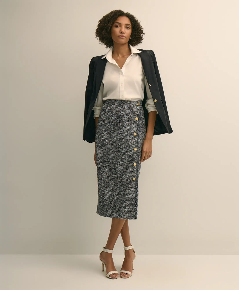 Sale Buttoned Column Knit Skirt - Brooks Brothers Gift