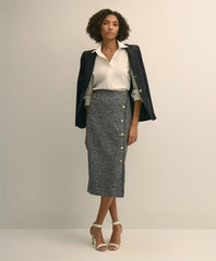 Sale Buttoned Column Knit Skirt - Brooks Brothers Gift