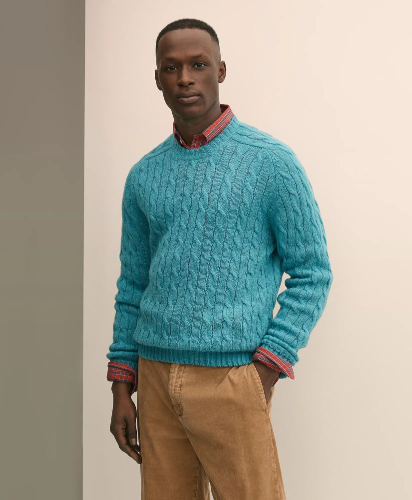 Sale Cable Crewneck Sweater in Shetland Wool - Brooks Brothers On sale