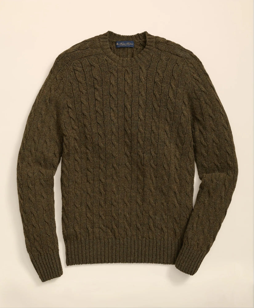 Sale Cable Crewneck Sweater in Shetland Wool - Brooks Brothers On sale