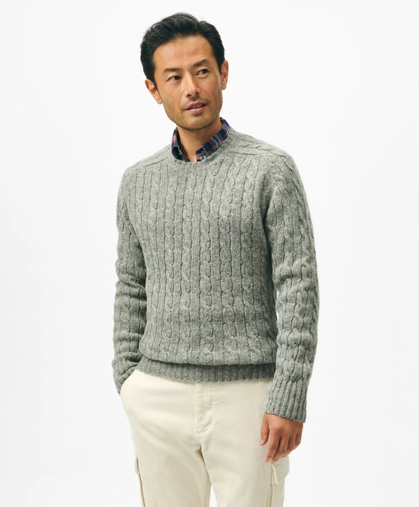 Sale Cable Crewneck Sweater in Shetland Wool - Brooks Brothers On sale