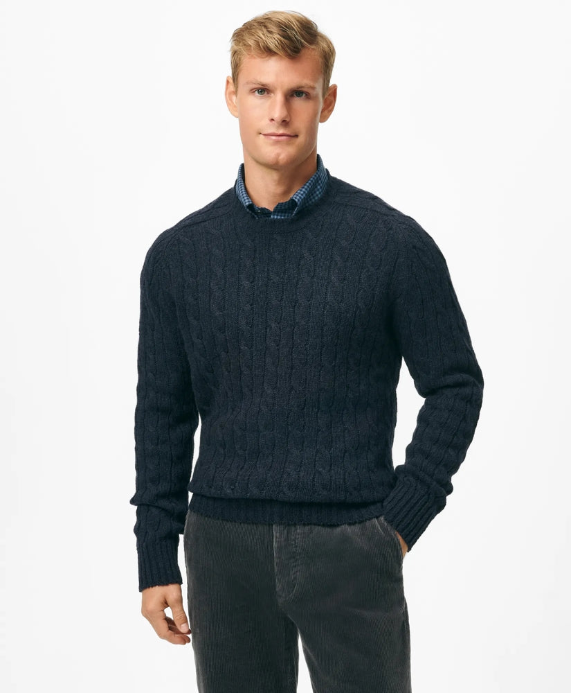 Sale Cable Crewneck Sweater in Shetland Wool - Brooks Brothers On sale