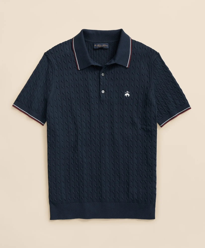 Men Cable Knit Archive Tennis Polo in Supima - Brooks Brothers Gift